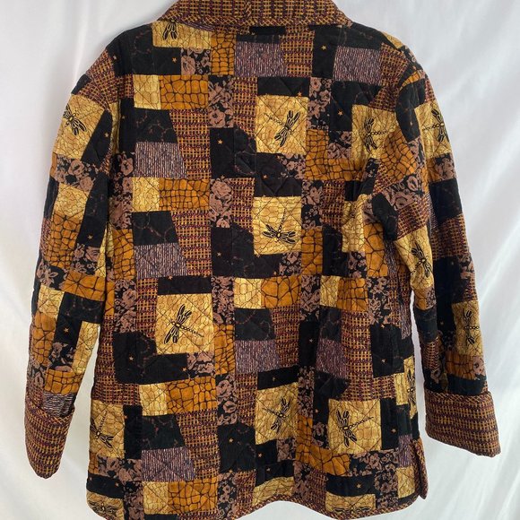 Donna Sharp Vintage Quilted Patchwork Dragonfly Blazer Jacket EUC Women's Size M - Picture 12 of 12